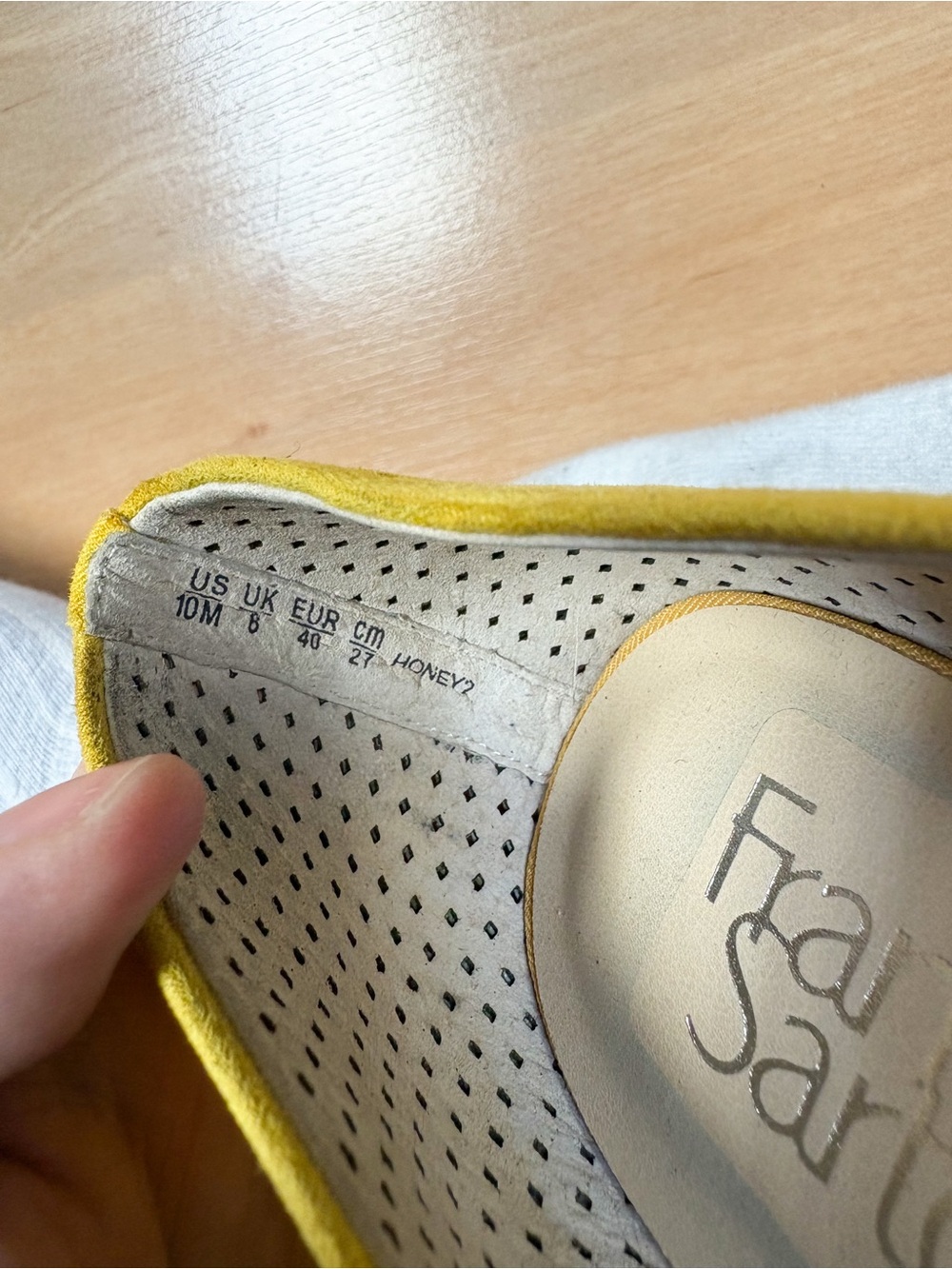 Franco Sarto Honey Mustard Pointed Toe Perforated D’Orsay Flats Womens Size 10 - Picture 9 of 9